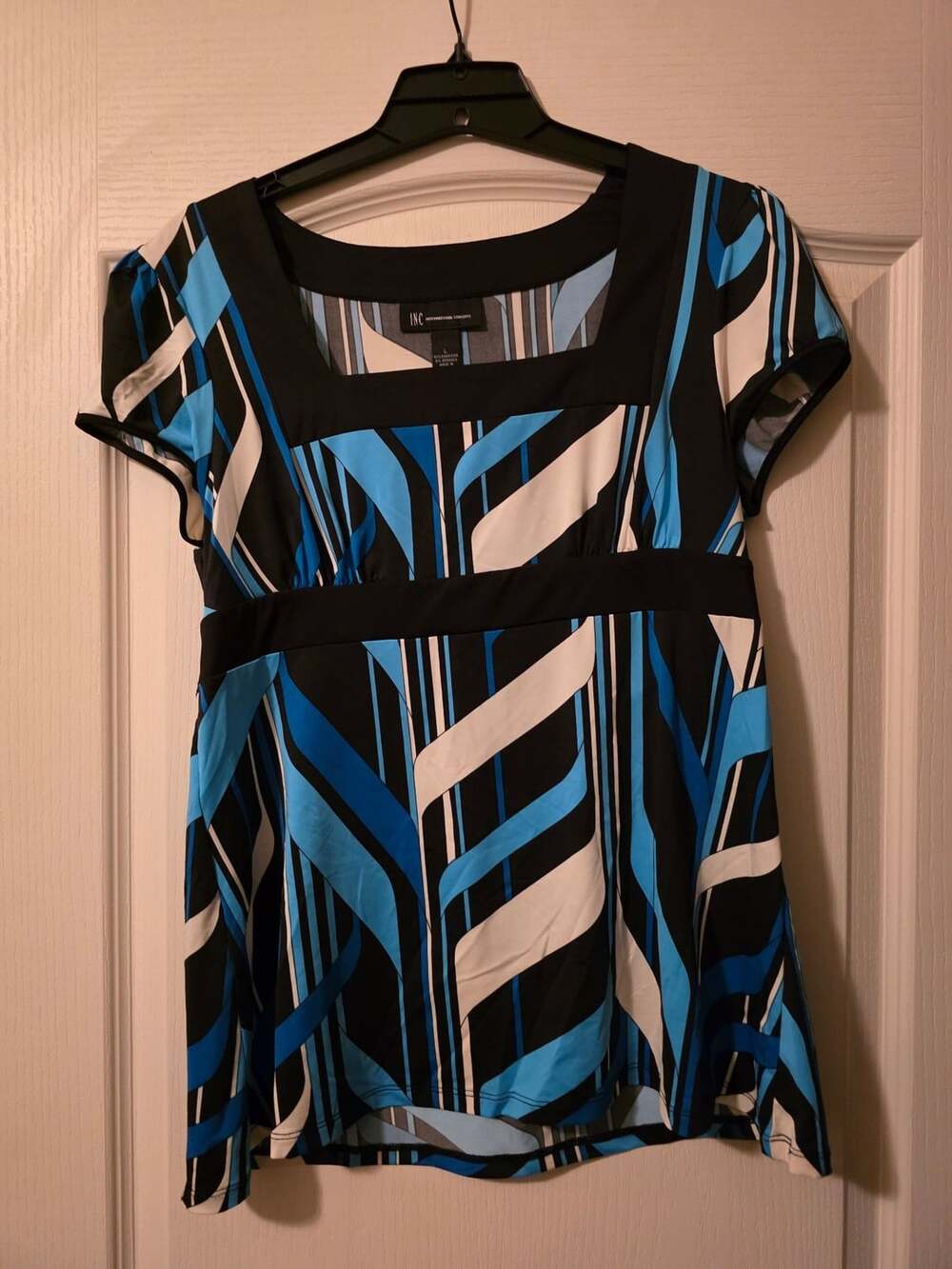INC International Concepts Geometric Print Cap Sleeve Top Size Large